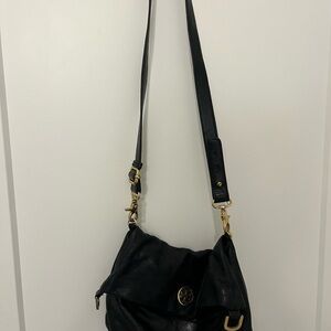 Vintage Tory Burch Black Crossbody Bag with Gold Accents